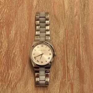 Michael Kors Silver and White Link Bracelet Watch
